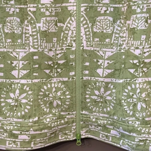 Clara Sun Woo Aztec Tribal Printed Jacket Green White Full Zip Cotton Size Large - Picture 10 of 14